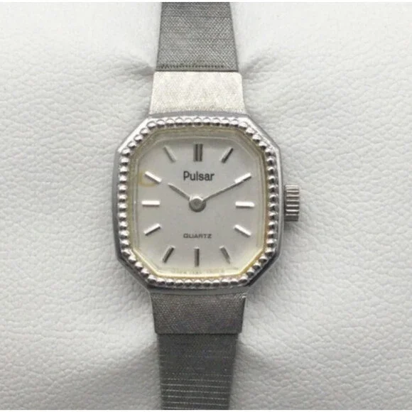 Pulsar ladies black dial octagonal silver tone watch NEW BATTERY Pulsar | Accessories | Pulsar Watch Womens 6mm Rectangle  main image 4